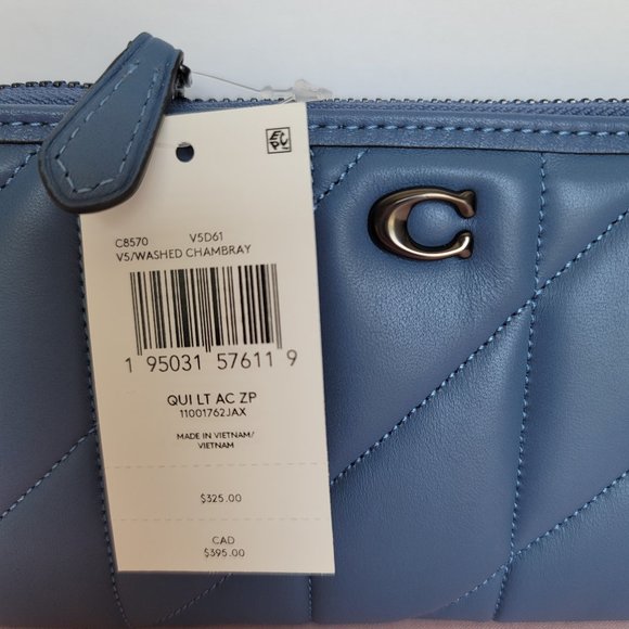 COACH Quilted Soft Smooth Leather Accordion Zip-Around Wallet- Washed Chambray ⭐ - Picture 16 of 16